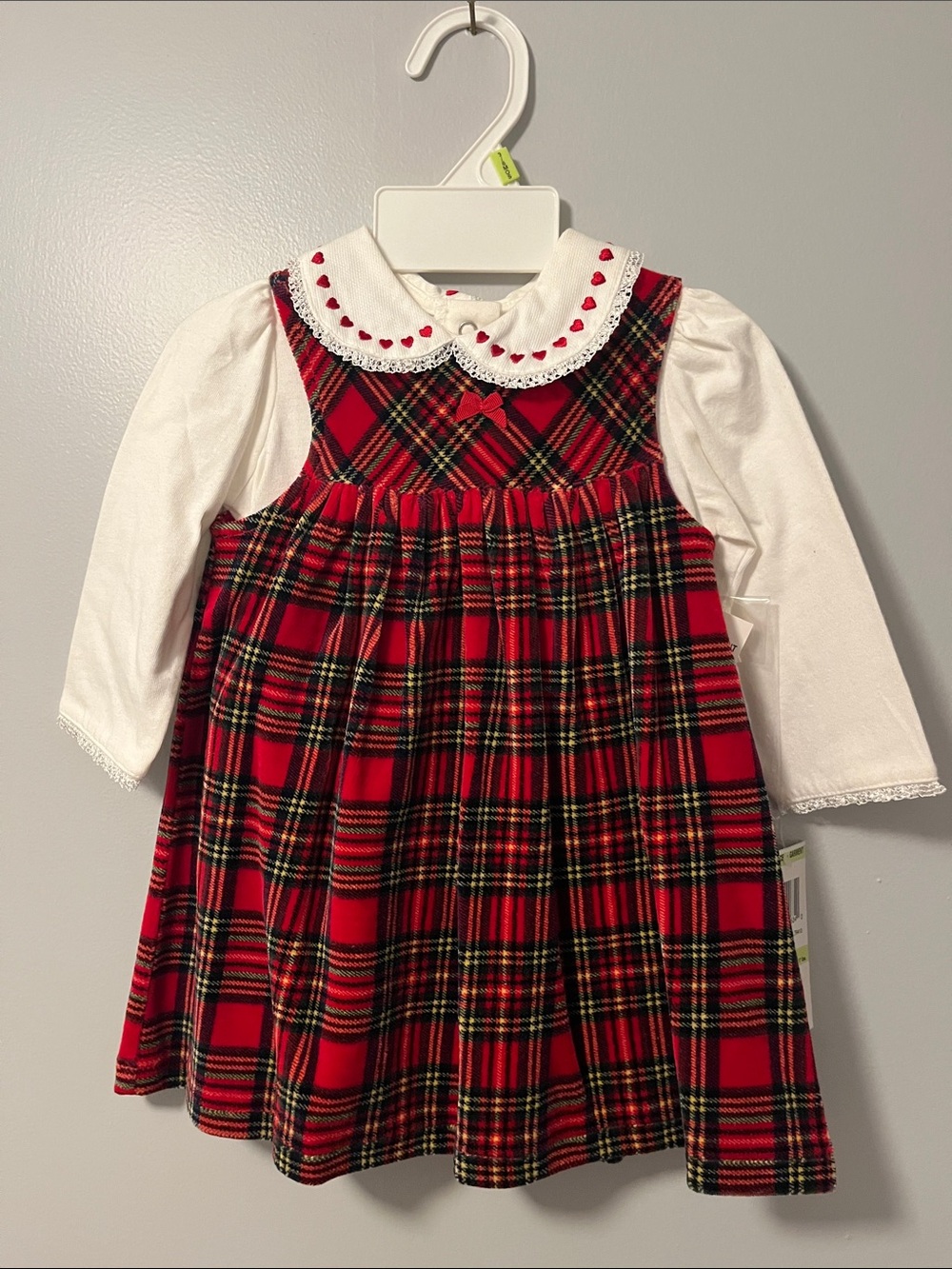 First Impressions Red Tartan Dress with White Collar